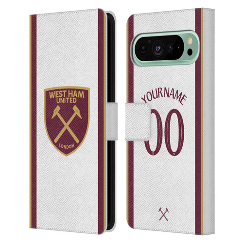 Custom Customised Personalised West Ham United FC 2024/25 Kit Third Leather Book Wallet Case Cover For Google Pixel 9 Pro XL