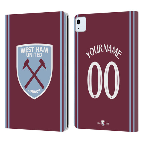 Custom Customised Personalised West Ham United FC 2024/25 Kit Home Leather Book Wallet Case Cover For Apple iPad Air 11 2020/2022/2024/2025