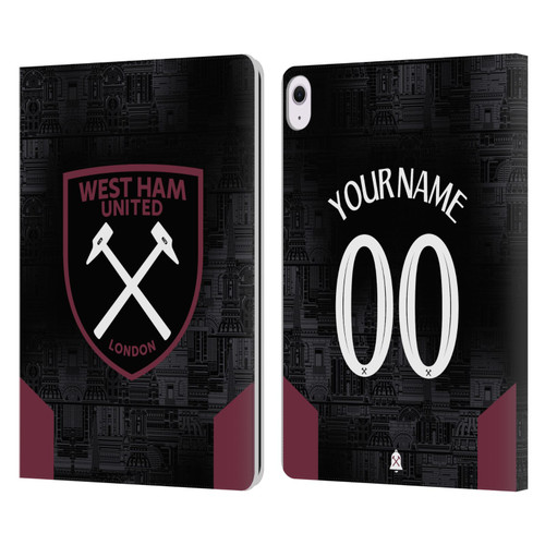 Custom Customised Personalised West Ham United FC 2024/25 Kit Away Leather Book Wallet Case Cover For Apple iPad Air 13 2024/2025