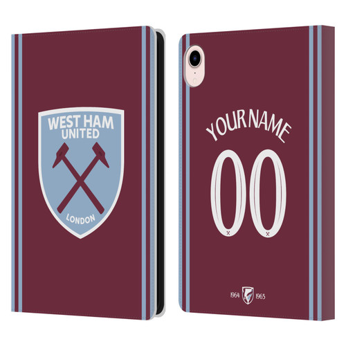 Custom Customised Personalised West Ham United FC 2024/25 Kit Home Leather Book Wallet Case Cover For Apple iPad mini (2021/2024)
