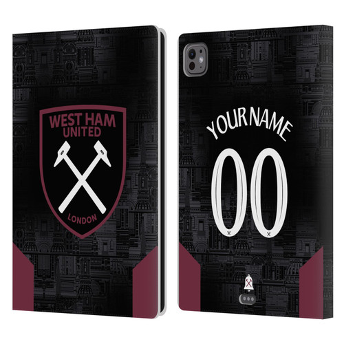 Custom Customised Personalised West Ham United FC 2024/25 Kit Away Leather Book Wallet Case Cover For Apple iPad Pro 11 M4 2024