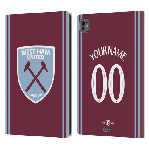 Custom Customised Personalised West Ham United FC 2024/25 Kit Home Leather Book Wallet Case Cover For Apple iPad Pro 11 M4 2024