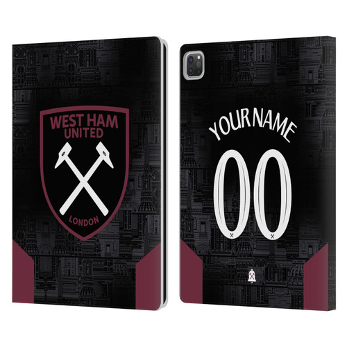 Custom Customised Personalised West Ham United FC 2024/25 Kit Away Leather Book Wallet Case Cover For Apple iPad Pro 13 M4 2024