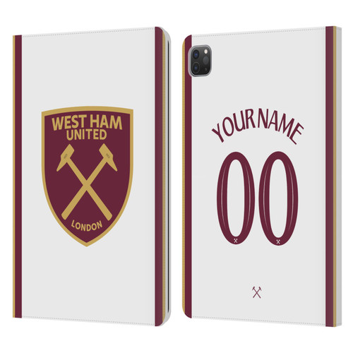Custom Customised Personalised West Ham United FC 2024/25 Kit Third Leather Book Wallet Case Cover For Apple iPad Pro 11 2020 / 2021 / 2022