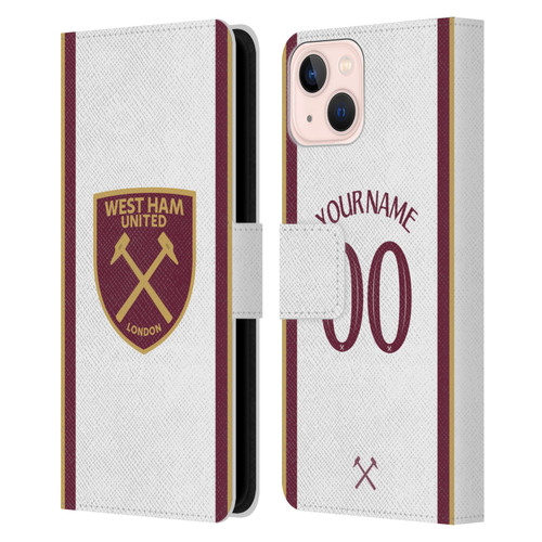 Custom Customised Personalised West Ham United FC 2024/25 Kit Third Leather Book Wallet Case Cover For Apple iPhone 13