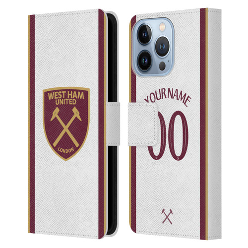 Custom Customised Personalised West Ham United FC 2024/25 Kit Third Leather Book Wallet Case Cover For Apple iPhone 13 Pro