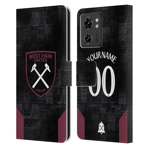 Custom Customised Personalised West Ham United FC 2024/25 Kit Away Leather Book Wallet Case Cover For Motorola Moto Edge 40/Edge (2023)