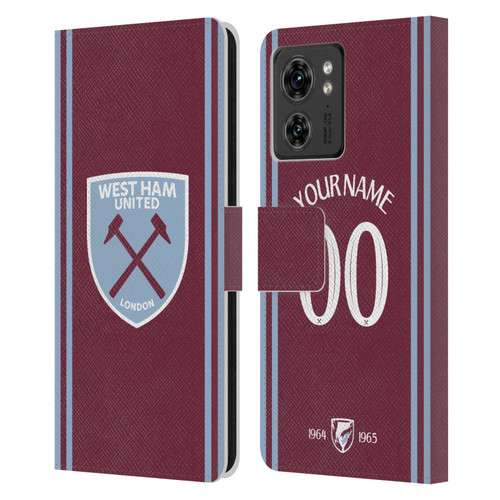 Custom Customised Personalised West Ham United FC 2024/25 Kit Home Leather Book Wallet Case Cover For Motorola Moto Edge 40/Edge (2023)