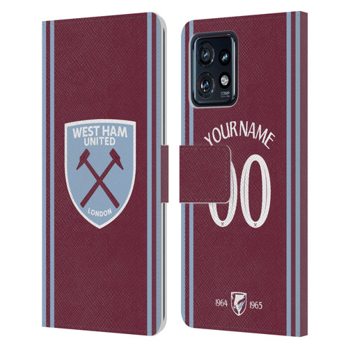 Custom Customised Personalised West Ham United FC 2024/25 Kit Home Leather Book Wallet Case Cover For Motorola Moto Edge 40 Pro/Plus 2023