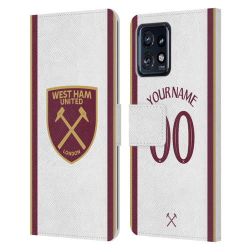 Custom Customised Personalised West Ham United FC 2024/25 Kit Third Leather Book Wallet Case Cover For Motorola Moto Edge 40 Pro/Plus 2023