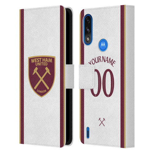 Custom Customised Personalised West Ham United FC 2024/25 Kit Third Leather Book Wallet Case Cover For Motorola Moto E7 Power / Moto E7i Power