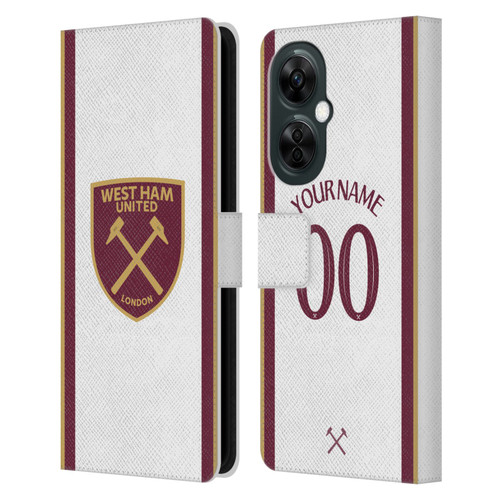 Custom Customised Personalised West Ham United FC 2024/25 Kit Third Leather Book Wallet Case Cover For OnePlus Nord N30