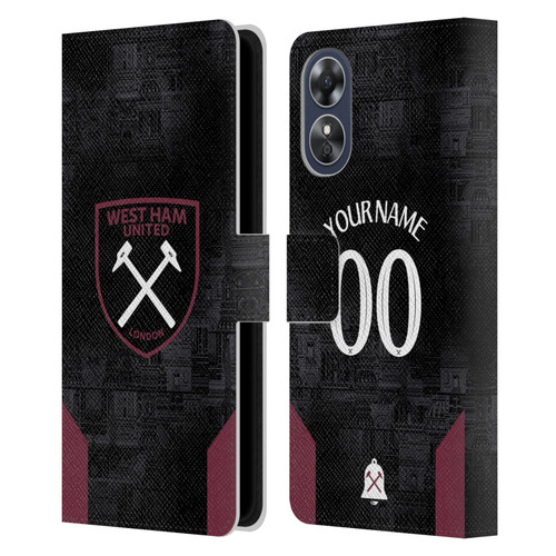 Custom Customised Personalised West Ham United FC 2024/25 Kit Away Leather Book Wallet Case Cover For OPPO A17
