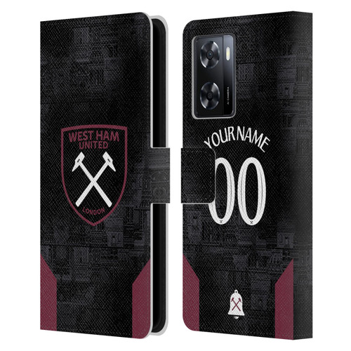 Custom Customised Personalised West Ham United FC 2024/25 Kit Away Leather Book Wallet Case Cover For OPPO A57s