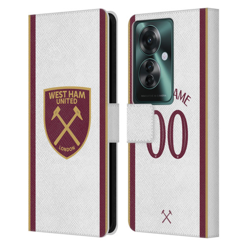 Custom Customised Personalised West Ham United FC 2024/25 Kit Third Leather Book Wallet Case Cover For OPPO Reno11 F 5G / F25 Pro 5G