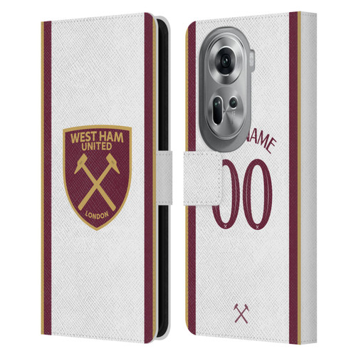Custom Customised Personalised West Ham United FC 2024/25 Kit Third Leather Book Wallet Case Cover For OPPO Reno11 Pro