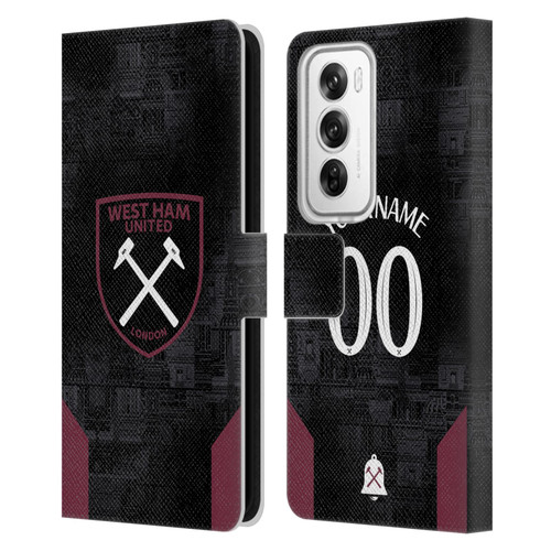 Custom Customised Personalised West Ham United FC 2024/25 Kit Away Leather Book Wallet Case Cover For OPPO Reno12 Pro 5G