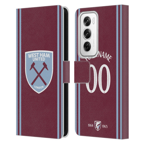 Custom Customised Personalised West Ham United FC 2024/25 Kit Home Leather Book Wallet Case Cover For OPPO Reno12 Pro 5G
