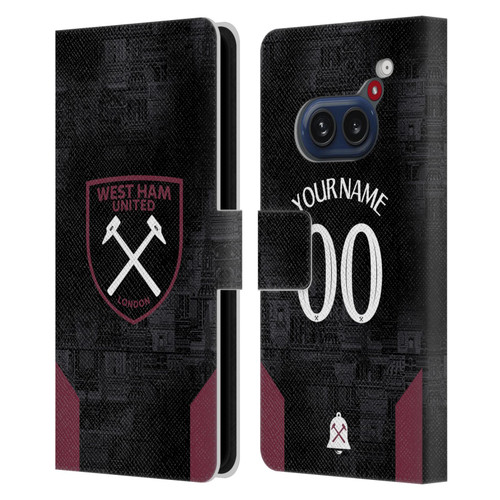 Custom Customised Personalised West Ham United FC 2024/25 Kit Away Leather Book Wallet Case Cover For Nothing Phone (2a)