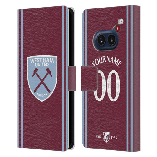 Custom Customised Personalised West Ham United FC 2024/25 Kit Home Leather Book Wallet Case Cover For Nothing Phone (2a)