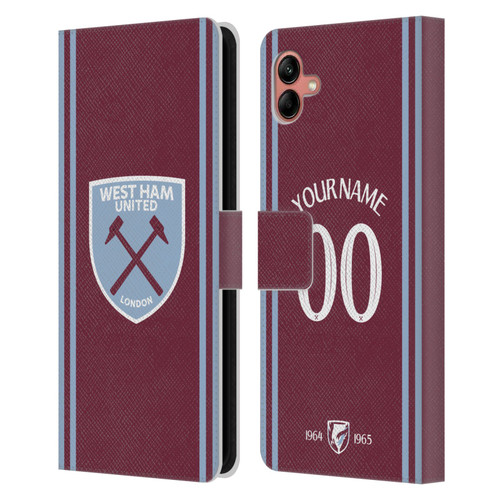 Custom Customised Personalised West Ham United FC 2024/25 Kit Home Leather Book Wallet Case Cover For Samsung Galaxy A04 (2022)