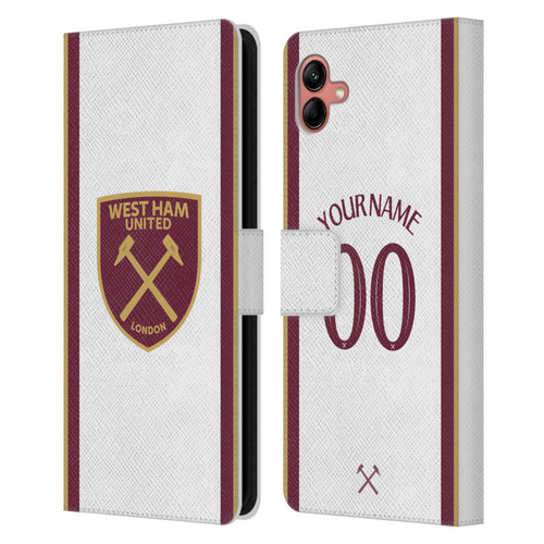 Custom Customised Personalised West Ham United FC 2024/25 Kit Third Leather Book Wallet Case Cover For Samsung Galaxy A04 (2022)