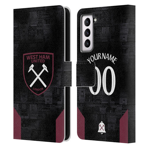 Custom Customised Personalised West Ham United FC 2024/25 Kit Away Leather Book Wallet Case Cover For Samsung Galaxy S21 5G
