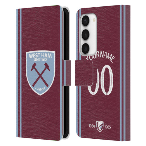 Custom Customised Personalised West Ham United FC 2024/25 Kit Home Leather Book Wallet Case Cover For Samsung Galaxy S23 5G