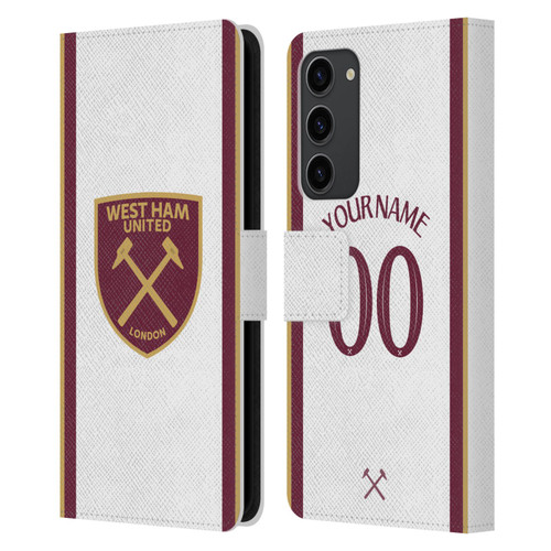 Custom Customised Personalised West Ham United FC 2024/25 Kit Third Leather Book Wallet Case Cover For Samsung Galaxy S23+ 5G