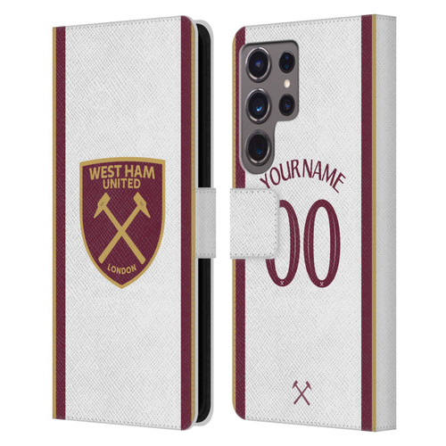 Custom Customised Personalised West Ham United FC 2024/25 Kit Third Leather Book Wallet Case Cover For Samsung Galaxy S24 Ultra 5G