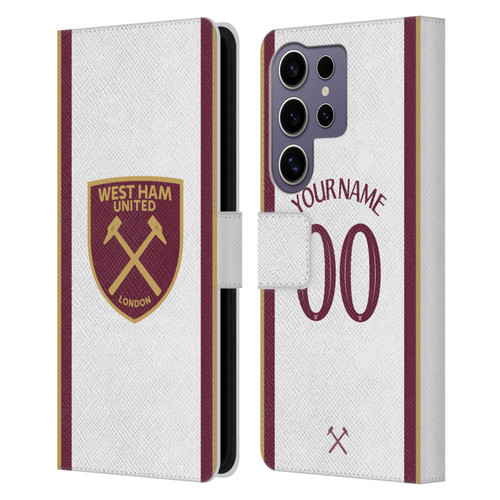 Custom Customised Personalised West Ham United FC 2024/25 Kit Third Leather Book Wallet Case Cover For Samsung Galaxy S25 Ultra