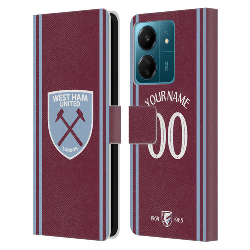 Custom Customised Personalised West Ham United FC 2024/25 Kit Home Leather Book Wallet Case Cover For Xiaomi Redmi 13C 4G