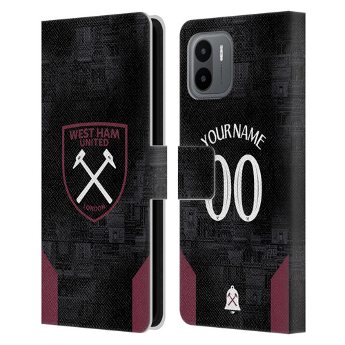 Custom Customised Personalised West Ham United FC 2024/25 Kit Away Leather Book Wallet Case Cover For Xiaomi Redmi A2