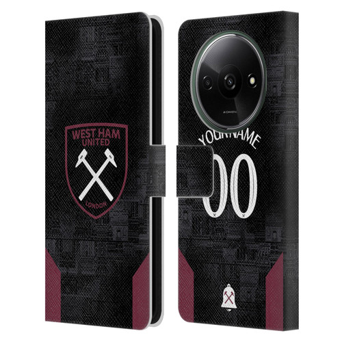 Custom Customised Personalised West Ham United FC 2024/25 Kit Away Leather Book Wallet Case Cover For Xiaomi Redmi A3