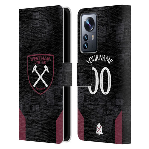 Custom Customised Personalised West Ham United FC 2024/25 Kit Away Leather Book Wallet Case Cover For Xiaomi 12 Pro