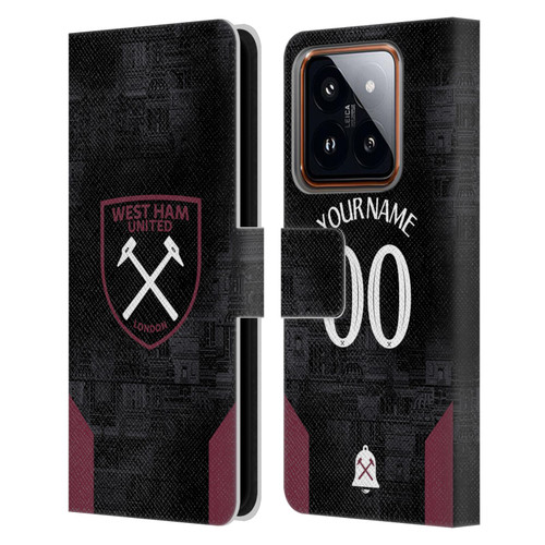 Custom Customised Personalised West Ham United FC 2024/25 Kit Away Leather Book Wallet Case Cover For Xiaomi 14