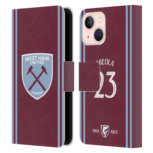 West Ham United FC 2024/25 Players Home Kit Alphonse Areola Leather Book Wallet Case Cover For Apple iPhone 13 Mini