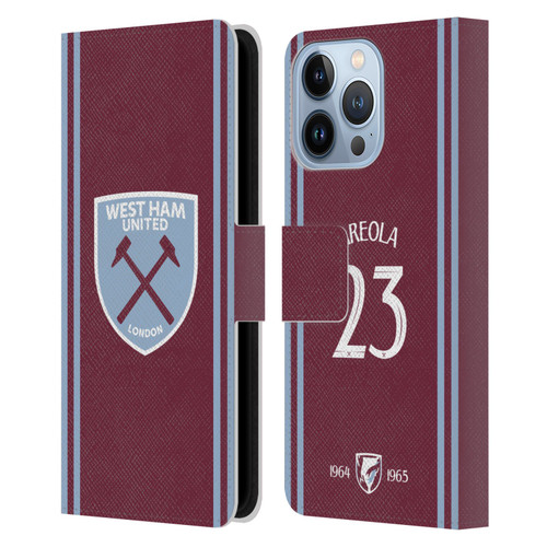 West Ham United FC 2024/25 Players Home Kit Alphonse Areola Leather Book Wallet Case Cover For Apple iPhone 13 Pro