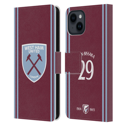 West Ham United FC 2024/25 Players Home Kit Aaron Wan-Bissaka Leather Book Wallet Case Cover For Apple iPhone 15