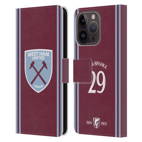 West Ham United FC 2024/25 Players Home Kit Aaron Wan-Bissaka Leather Book Wallet Case Cover For Apple iPhone 15 Pro