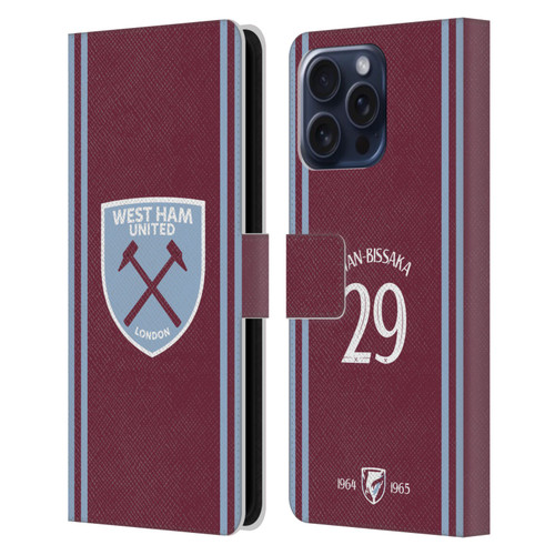 West Ham United FC 2024/25 Players Home Kit Aaron Wan-Bissaka Leather Book Wallet Case Cover For Apple iPhone 16 Pro Max