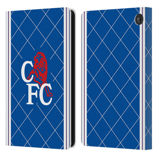 Chelsea Football Club Retro Kit and Stadium 1988 Home Leather Book Wallet Case Cover For Amazon Fire 7 2022