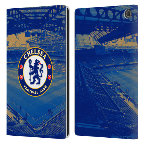 Chelsea Football Club Retro Kit and Stadium Stamford Bridge Leather Book Wallet Case Cover For Amazon Fire Max 11 2023