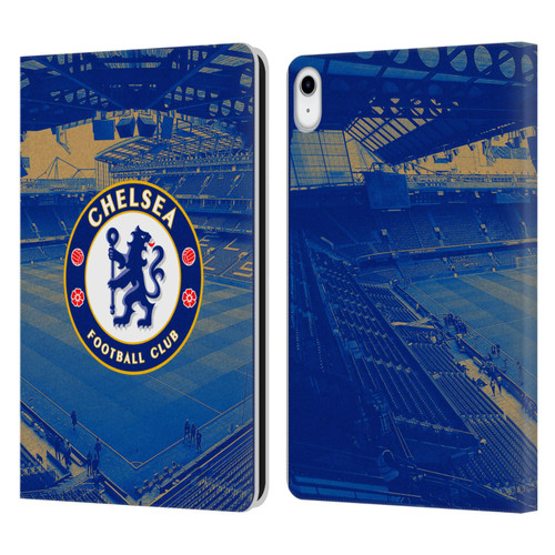 Chelsea Football Club Retro Kit and Stadium Stamford Bridge Leather Book Wallet Case Cover For Apple iPad 10.9 2022/2025