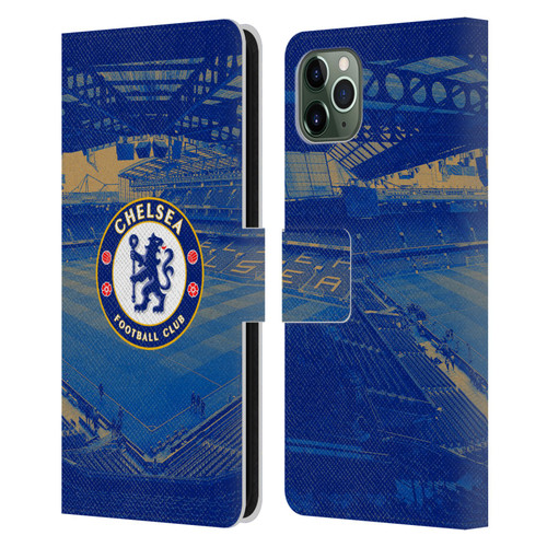 Chelsea Football Club Retro Kit and Stadium Stamford Bridge Leather Book Wallet Case Cover For Apple iPhone 11 Pro Max