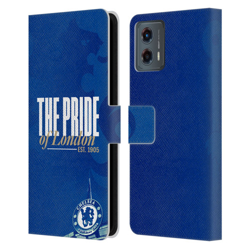 Chelsea Football Club Retro Kit and Stadium Pride Of London Leather Book Wallet Case Cover For Motorola Moto G (2023)