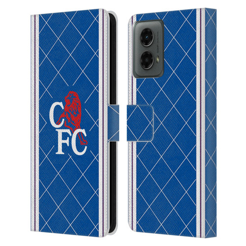 Chelsea Football Club Retro Kit and Stadium 1988 Home Leather Book Wallet Case Cover For Motorola Moto G (2024)