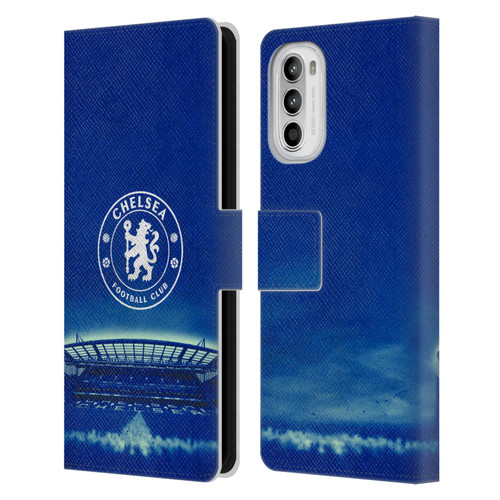 Chelsea Football Club Retro Kit and Stadium Logo Leather Book Wallet Case Cover For Motorola Moto G52