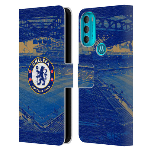 Chelsea Football Club Retro Kit and Stadium Stamford Bridge Leather Book Wallet Case Cover For Motorola Moto G71 5G