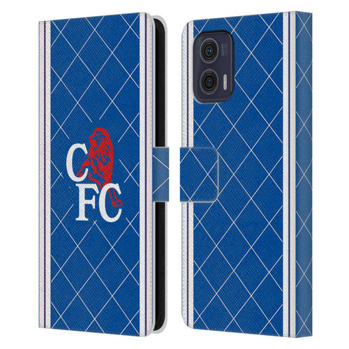 Chelsea Football Club Retro Kit and Stadium 1988 Home Leather Book Wallet Case Cover For Motorola Moto G73 5G